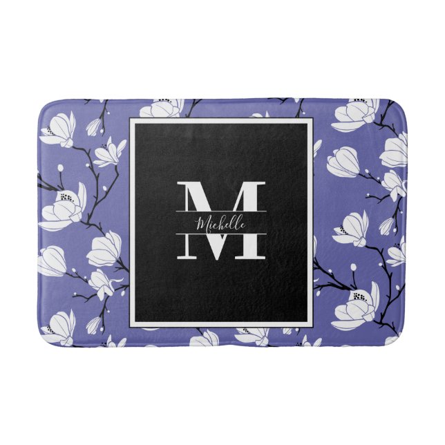 Tapis De Bain Fleur de Magnolia Monogrammé très périphérique (Devant)