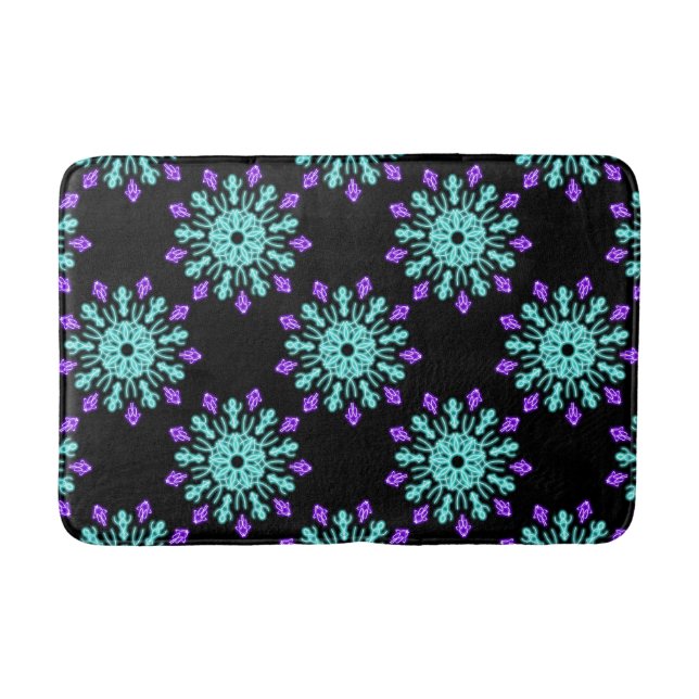 Tapis De Bain Fleur de néon pourpre et turquose (Devant)