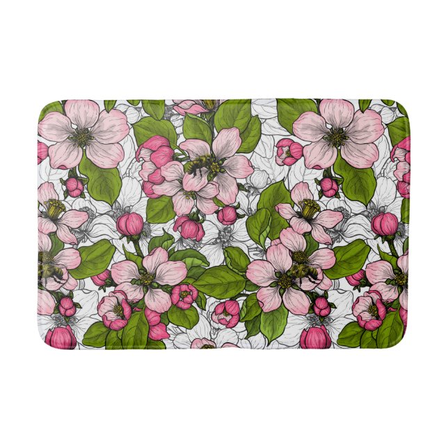 Tapis De Bain Fleur de pomme sur blanc (Devant)