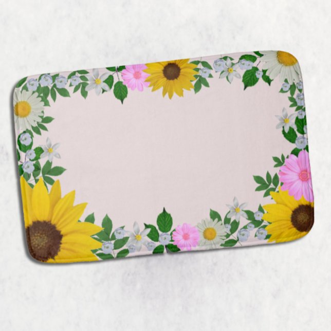 Tapis De Bain Fleur de soleil rustique marguerite rose florale (Créateur téléchargé)