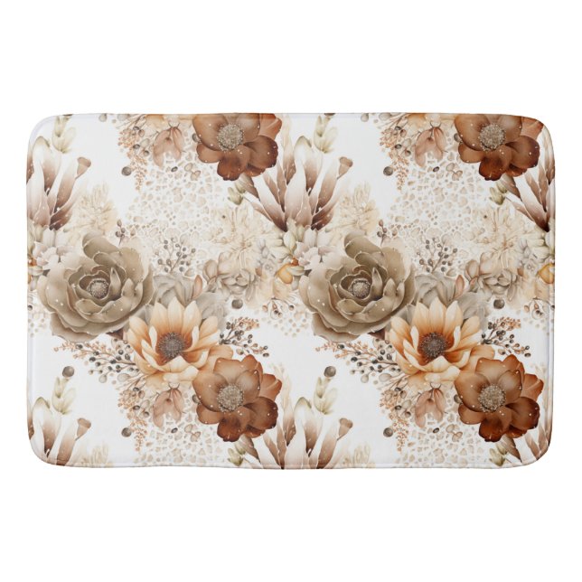 Tapis De Bain Fleur de Sud-Ouest Crème Marron Occidental (Devant)