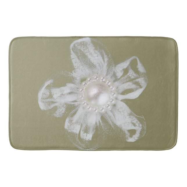 Tapis De Bain Fleur de tulle blanche sur taureau clair (Devant)