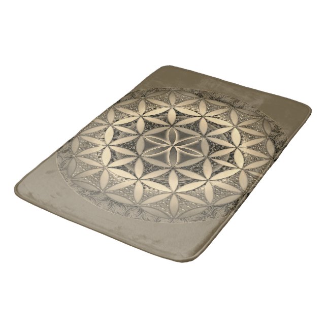 Tapis De Bain Fleur de vie Mandala à Sepia Couleurs (Angle)