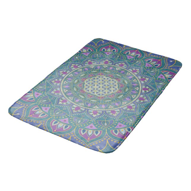 Tapis De Bain Fleur De Vie - Mandala India Style 1 (Angle)
