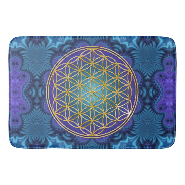 Tapis De Bain Fleur de vie - or - fractale 1 (Devant)