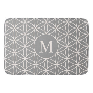 Tapis De Bain Fleur de vie Ptn Crème sur Grey (Personnalisé)