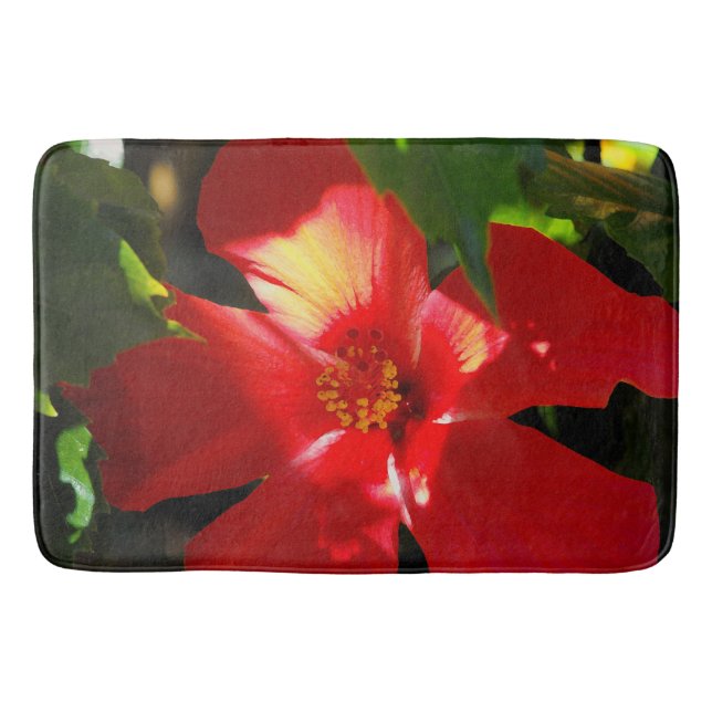 Tapis De Bain Fleur d'Hibiscus rouge au soleil (Devant)