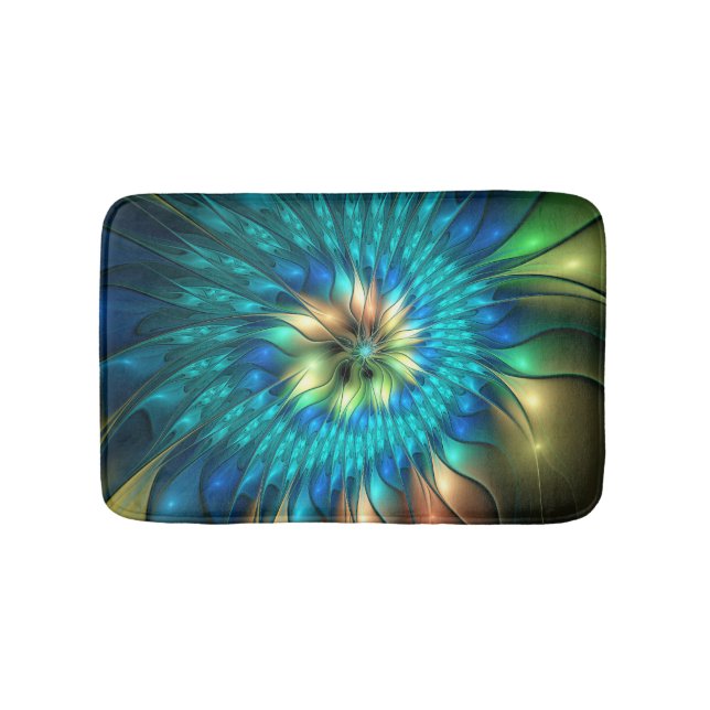 Tapis De Bain Fleur d'Imaginaire lumineux, Fractale Abstraite co (Devant)