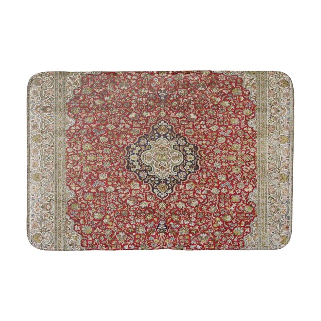Tapis De Bain Fleur florale rouge perse turkish motif élégant (Devant)