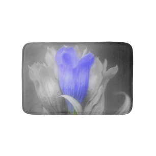 Tapis De Bain Fleur Gentienne En Noir Et Blanc