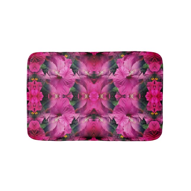 Tapis De Bain Fleur Hibiscus rose Multiplié Abstrait (Devant)