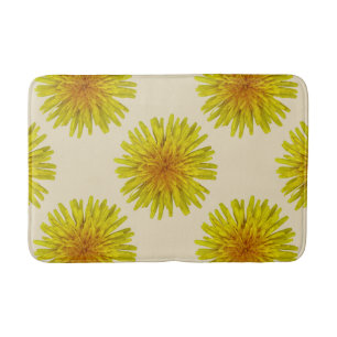 Tapis De Bain Fleur jaune de pissenlit d'été sur toute couleur