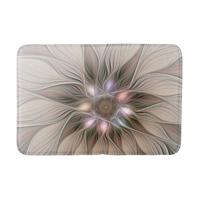 Tapis De Bain Fleur joyeuse abstraite beige marron floral fracta (Devant)