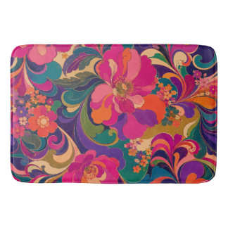 Tapis De Bain Fleur Luxueuse Ton Jewel Psychédélique des Années 