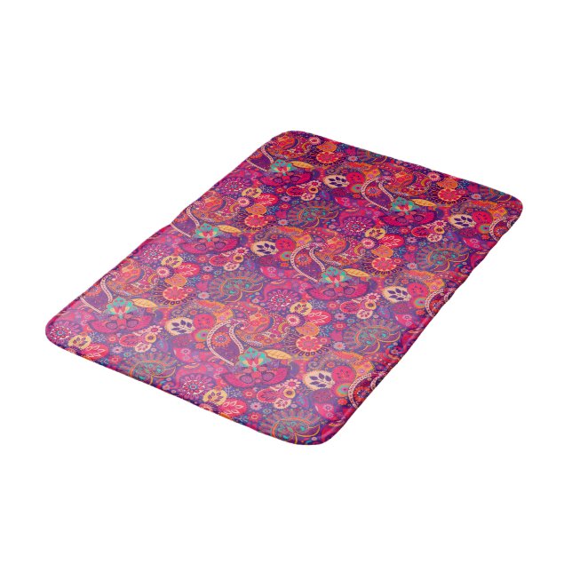 Tapis De Bain Fleur noire : Motif de jardin rose artistique (Angle)