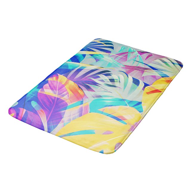 Tapis De Bain Fleur pastel abstrait moderne (Angle)