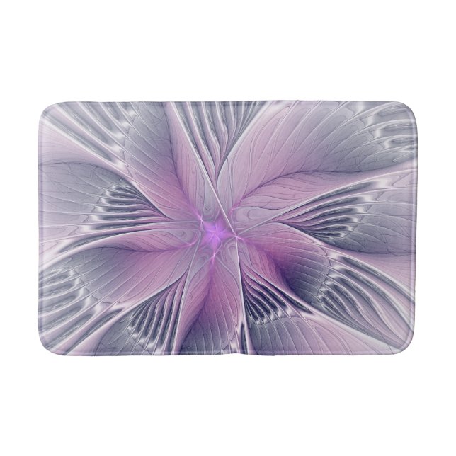 Tapis De Bain Fleur Rose Assez Moderne Art Fractal Abstrait (Devant)