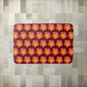 Tapis De Bain Fleur Rose de mousse rouge Motif sans couture sur