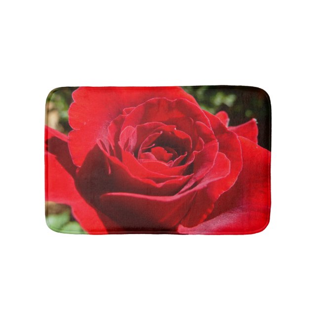 Tapis De Bain Fleur rose rouge vif Belle florale (Devant)