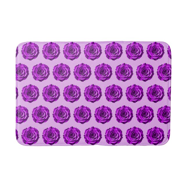 Tapis De Bain Fleur Rose violet Motif sans couture sur bath Mat (Devant)
