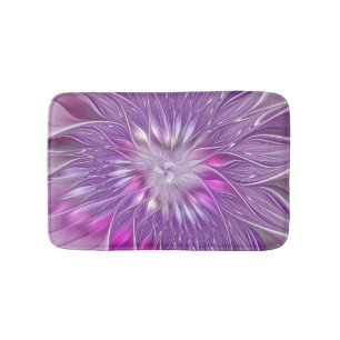 Tapis De Bain Fleur Rose Violet Passion Abstrait Art Fractal