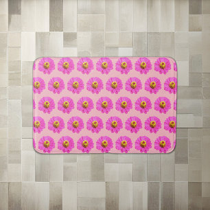 Tapis De Bain Fleur rose Zinnia Motif sans couture sur la couche