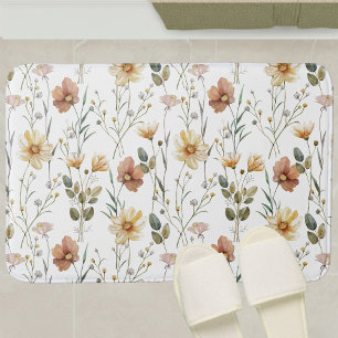 Tapis De Bain Fleur sauvage aquarelle bohème