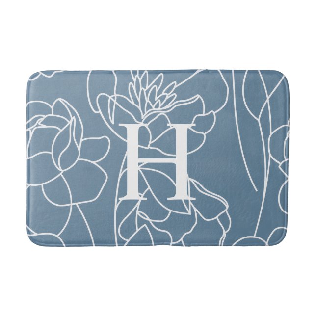 Tapis De Bain Fleur Sauvage Élégante Moderne Monogramme (Devant)