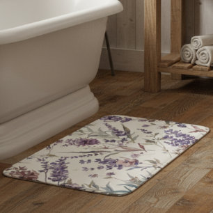 Tapis De Bain Fleur Sauvage Lavande Bohème Botanique Florale