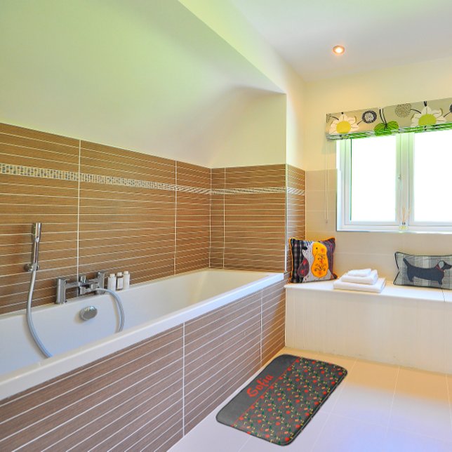 Tapis De Bain Fleur sauvage motif pavot gris mat de bain (Créateur téléchargé)