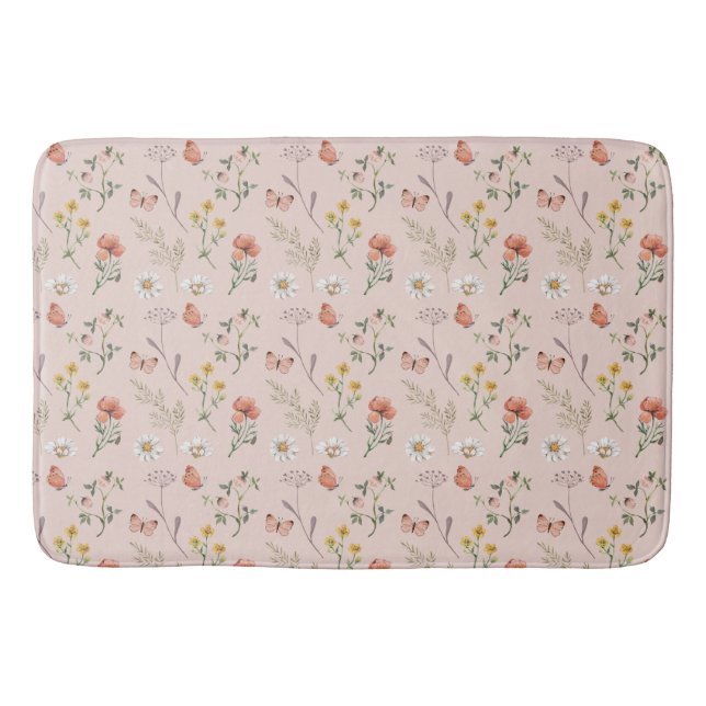 Tapis De Bain Fleur sauvage rose pâle (Devant)