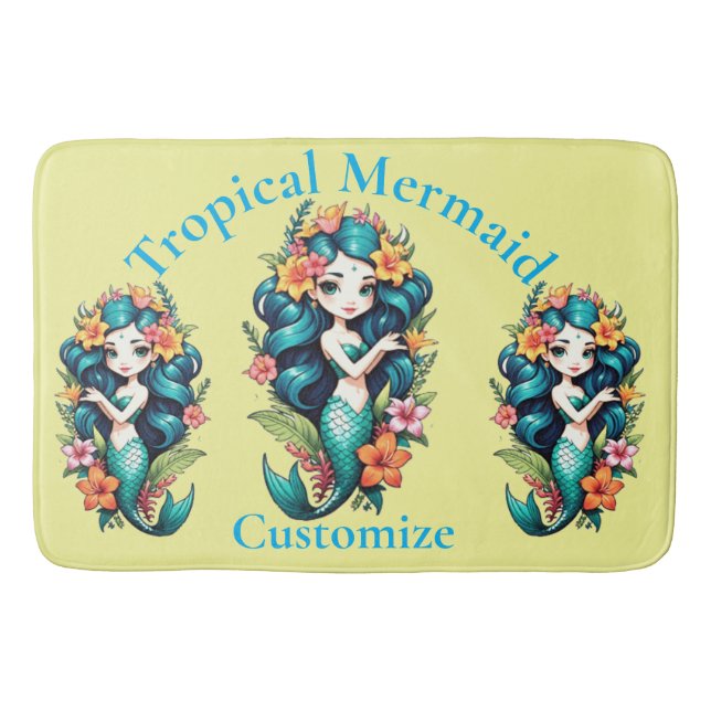 Tapis De Bain Fleur Tropicale Sirène Thunder_Cove (Devant)