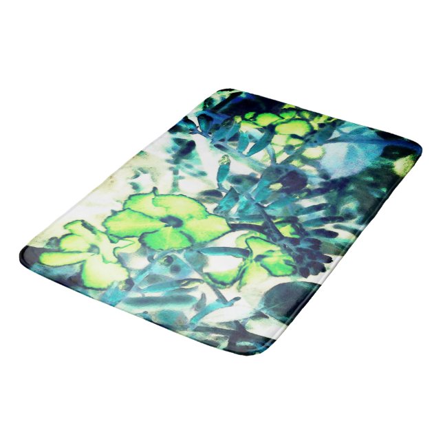 Tapis De Bain Fleur verte en changeant les couleurs (Angle)