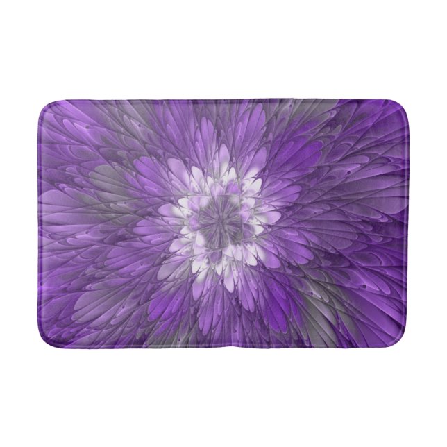 Tapis De Bain Fleur Violette Psychedelique Art Fractal Abstrait (Devant)
