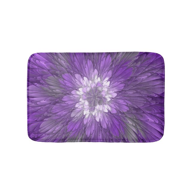 Tapis De Bain Fleur Violette Psychedelique Art Fractal Abstrait (Devant)