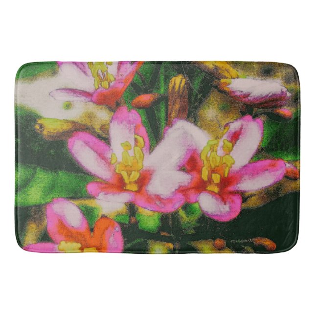 Tapis De Bain Fleurs à éclaboussures roses (Devant)
