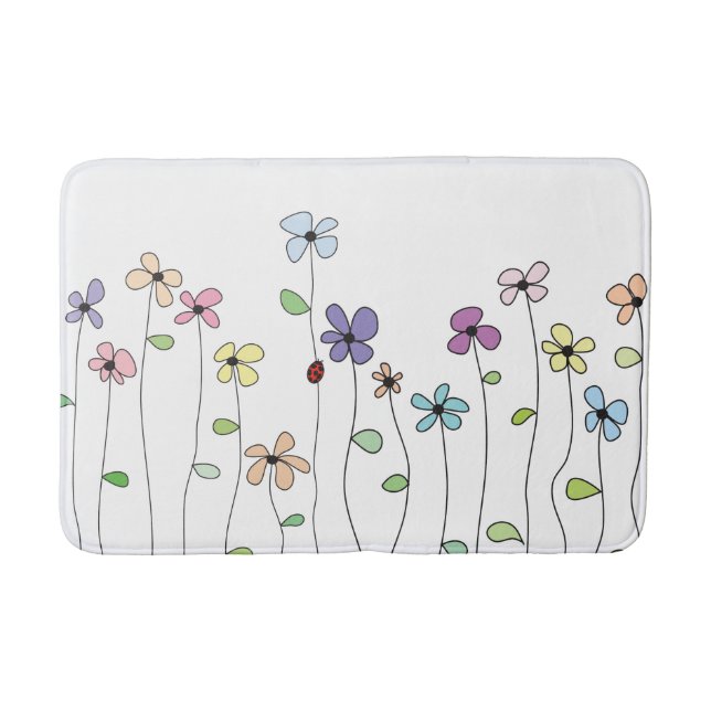 Tapis De Bain Fleurs à main fantaisie et poitrine de Ladybug (Devant)