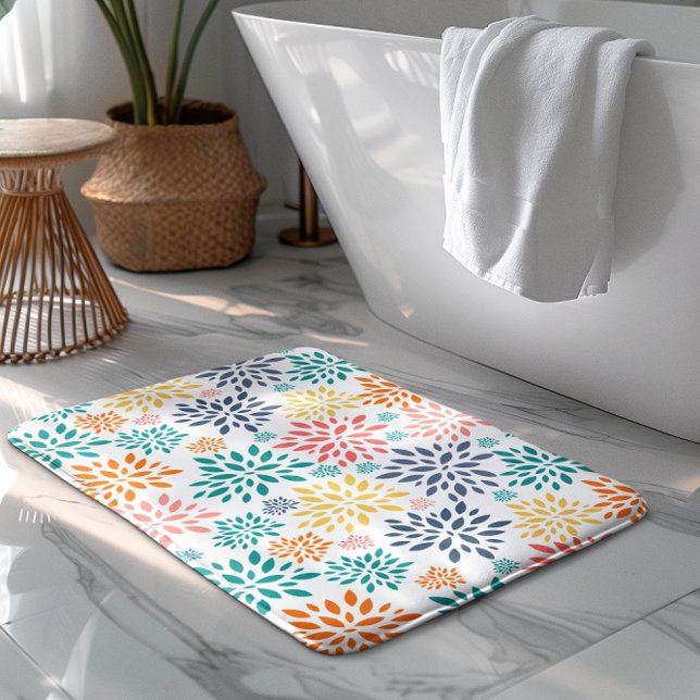 Tapis De Bain Fleurs abstraites colorées motif (Créateur téléchargé)