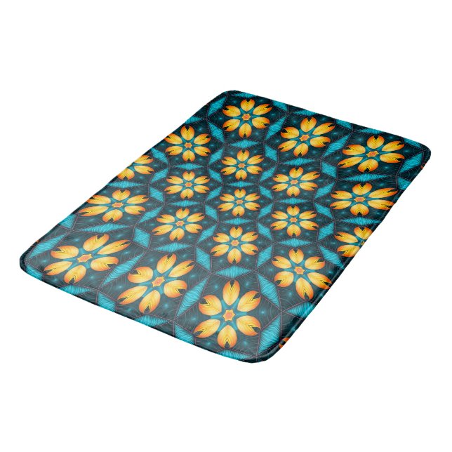 Tapis De Bain Fleurs Abstraites jaunes (Angle)