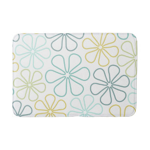 Tapis De Bain Fleurs Abstraites Teals Lime jaune Blanc