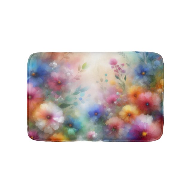 Tapis de bain Fleurs aquarelles abstraites (Devant)