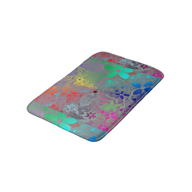 Tapis De Bain Fleurs Arc En Ciel (Angle)