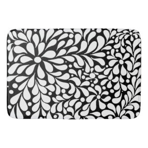 Tapis De Bain Fleurs blanches modernes en gras sur arrière - pla