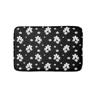 Tapis De Bain Fleurs blanches motifs noires simples