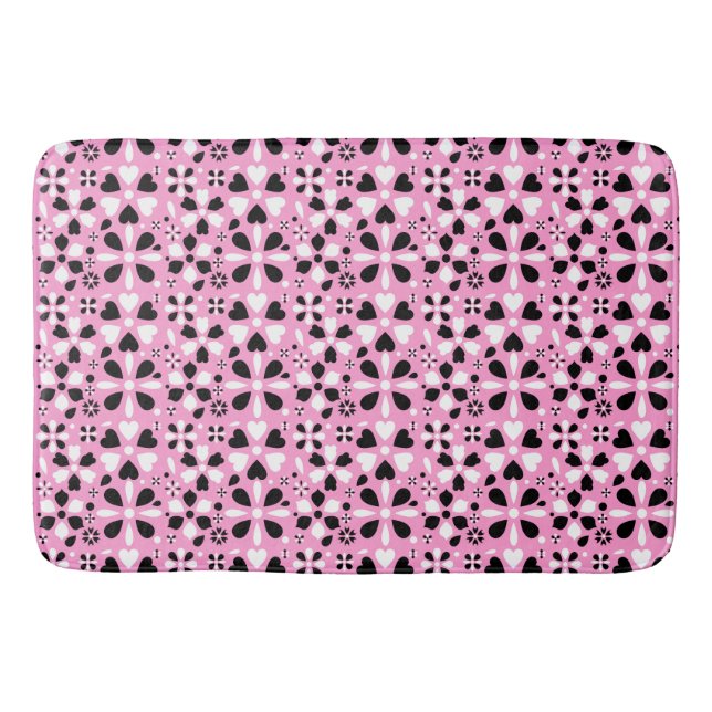 Tapis De Bain Fleurs blanches noires mignonnes (Devant)
