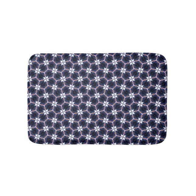 Tapis De Bain Fleurs Bleu Minuit (Devant)