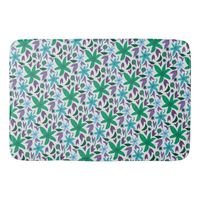 Tapis De Bain Fleurs bleues (Devant)