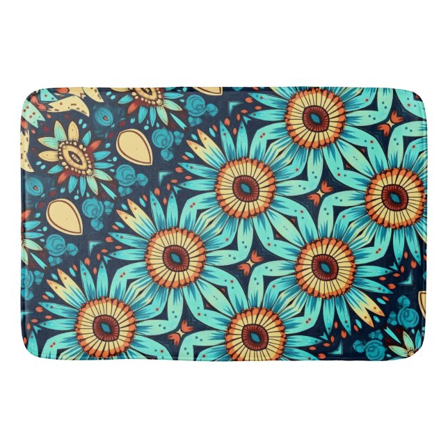 Tapis De Bain Fleurs Bleues (Devant)