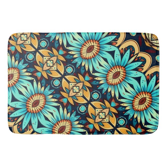 Tapis De Bain Fleurs bleues (Devant)