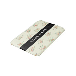 Tapis De Bain Fleurs bleues et rouges, noires, votre nom